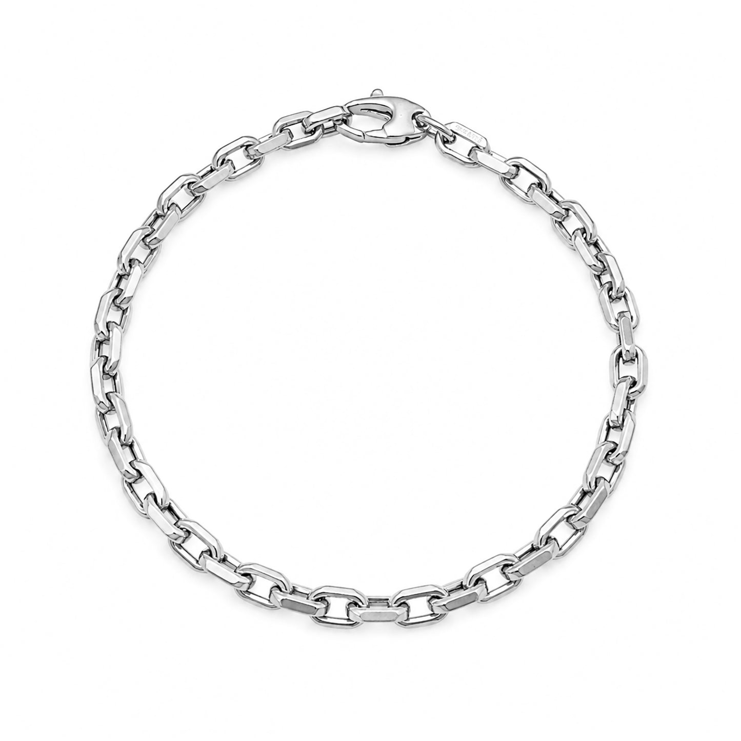 14K Gold Thick Flat Oval Rolo Link Bracelet, Small Size Links