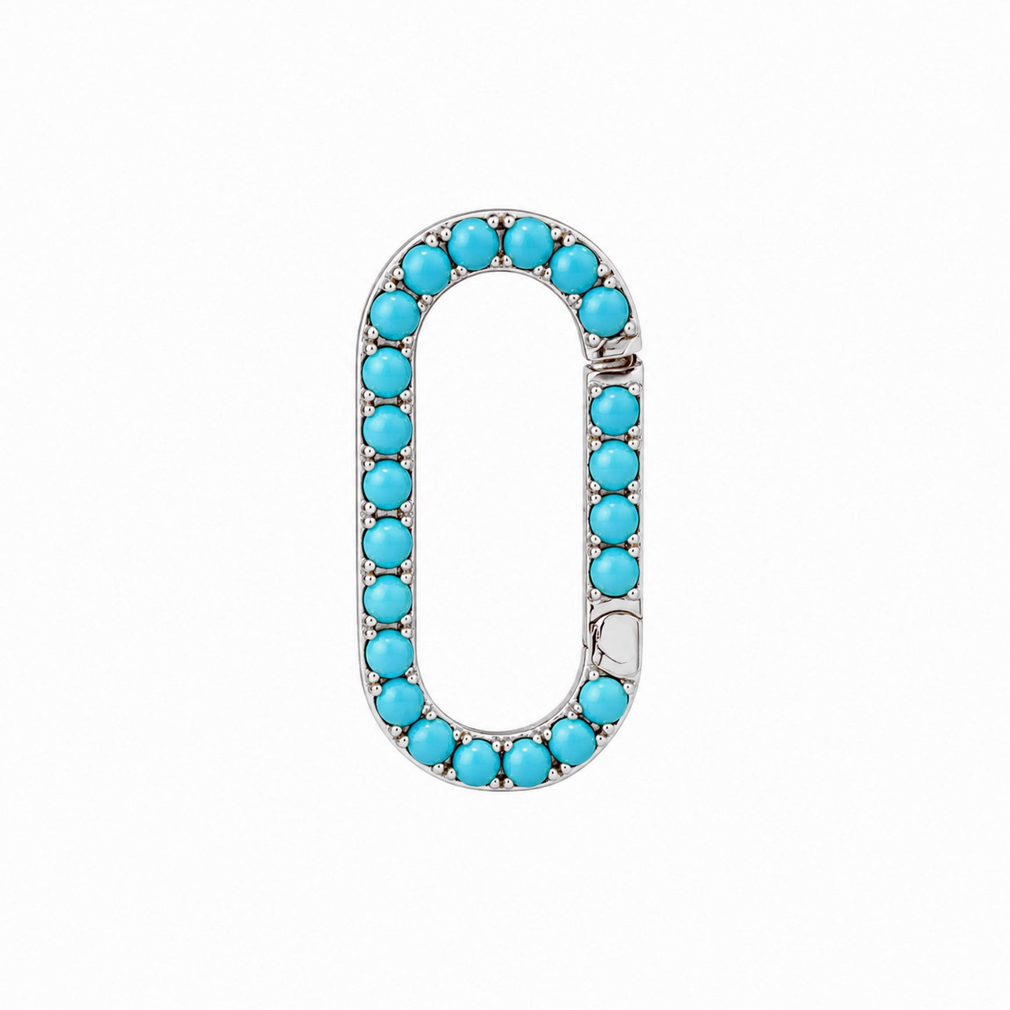 14K Gold Turquoise Elongated Oval Charm Enhancer ~ Large Size