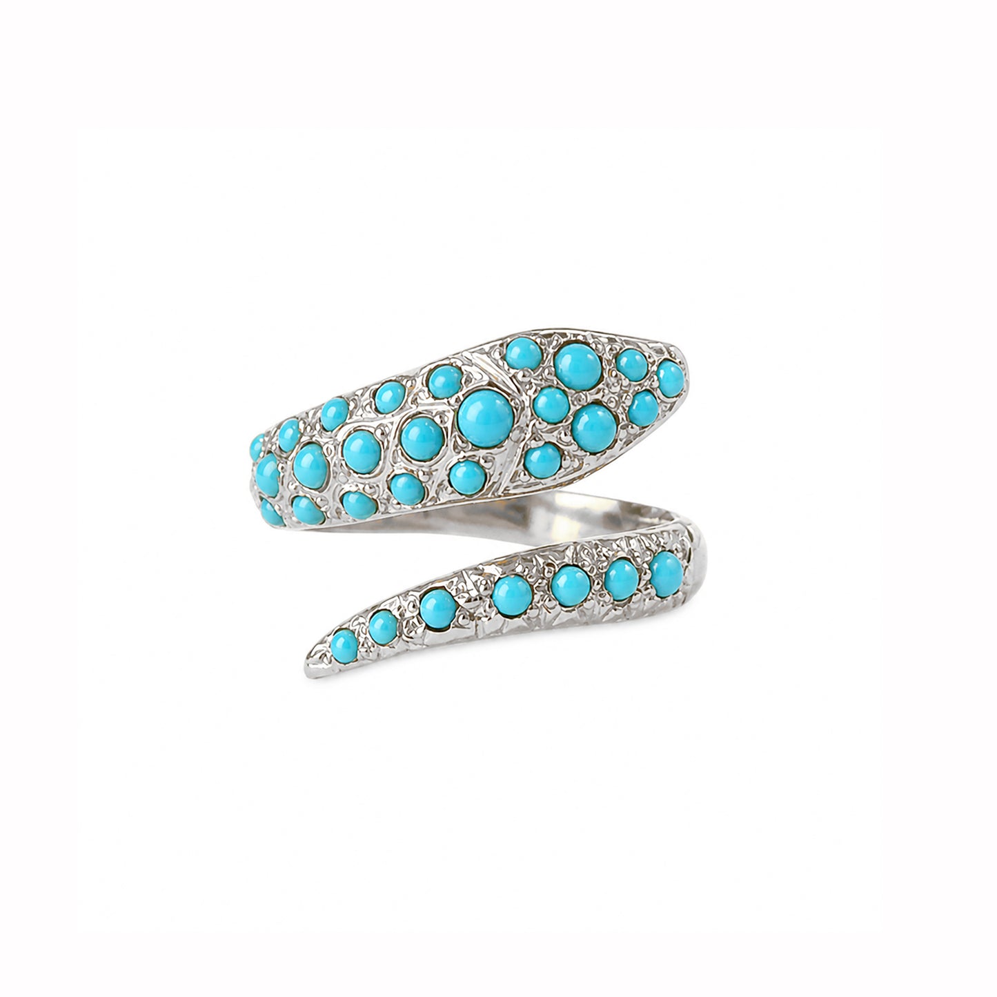 14K Gold Turquoise Snake Wrap Bypass Ring