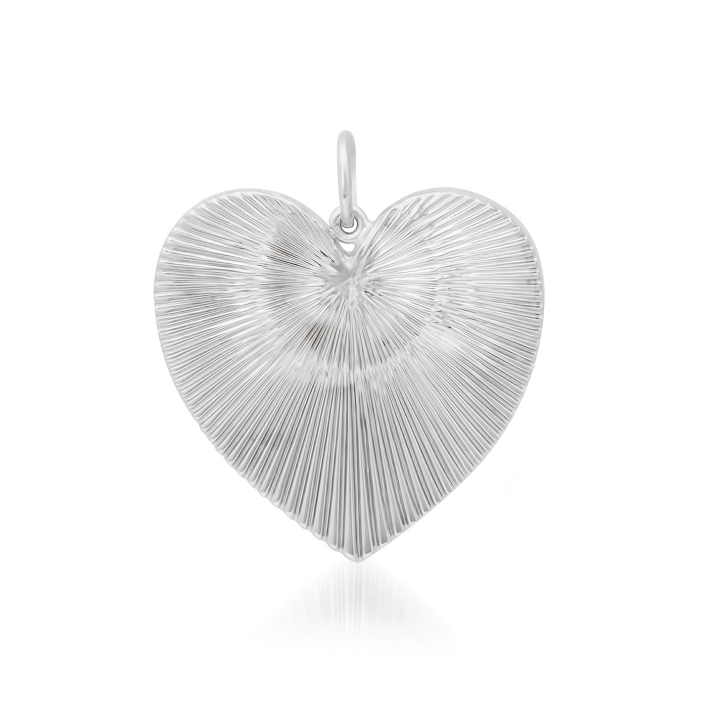 14K Gold Fluted Heart Medallion Charm Pendant, XL Size Heart
