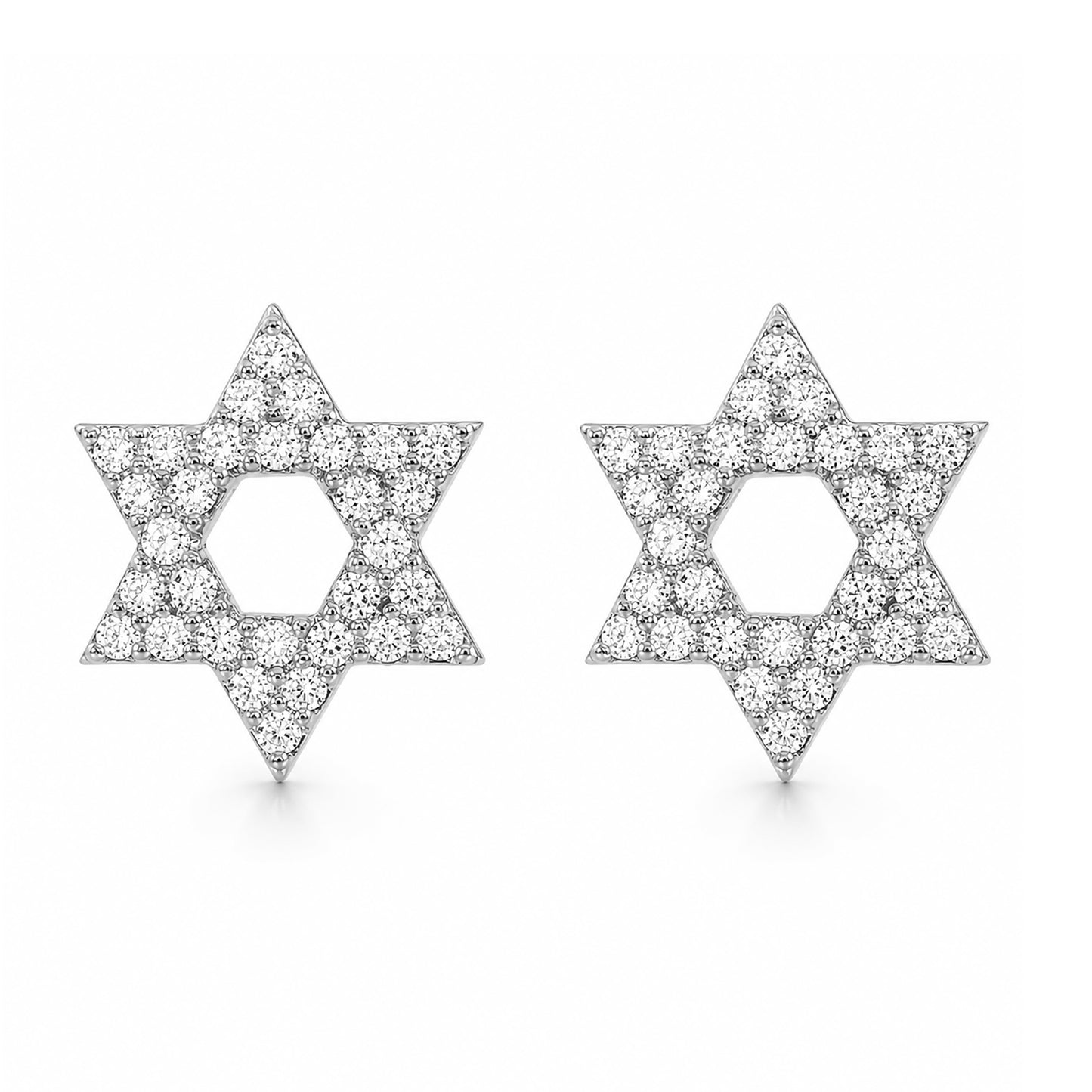 14K Gold Pavé Diamond Star of David Stud Earrings