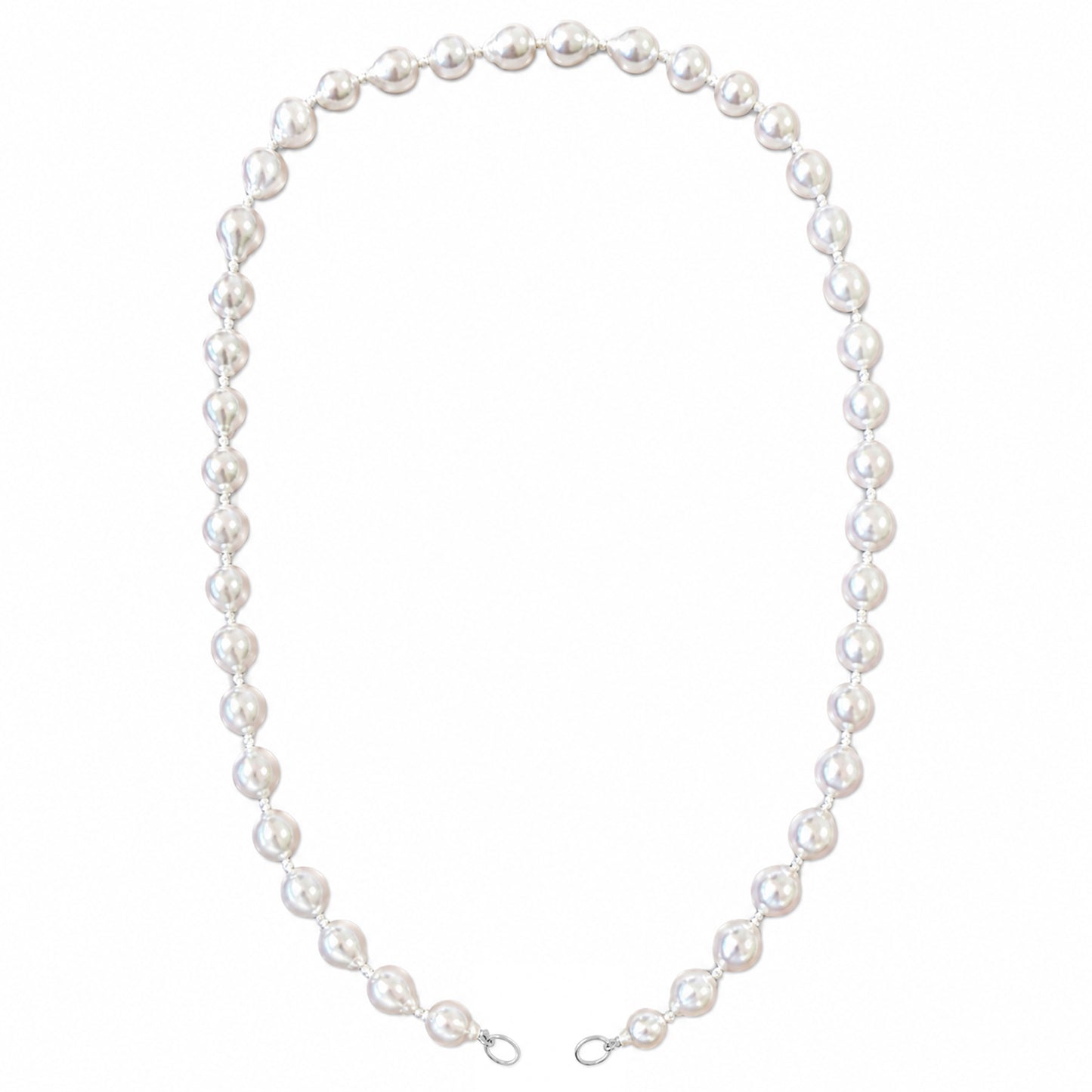 14K Gold Baroque White Freshwater Pearl Beaded Necklace