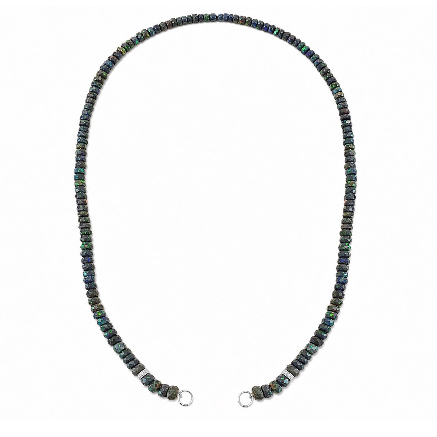 14K Gold Black Opal & Diamond Beaded Necklace