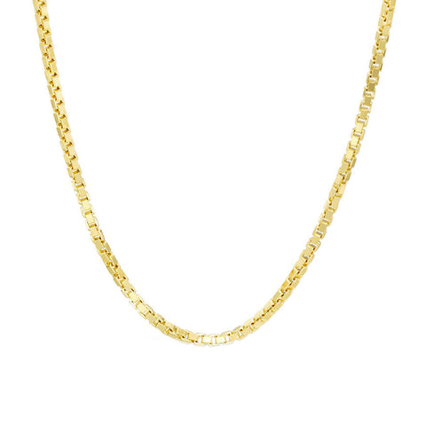 14K Gold Box Chain Necklace, 2.5mm Size