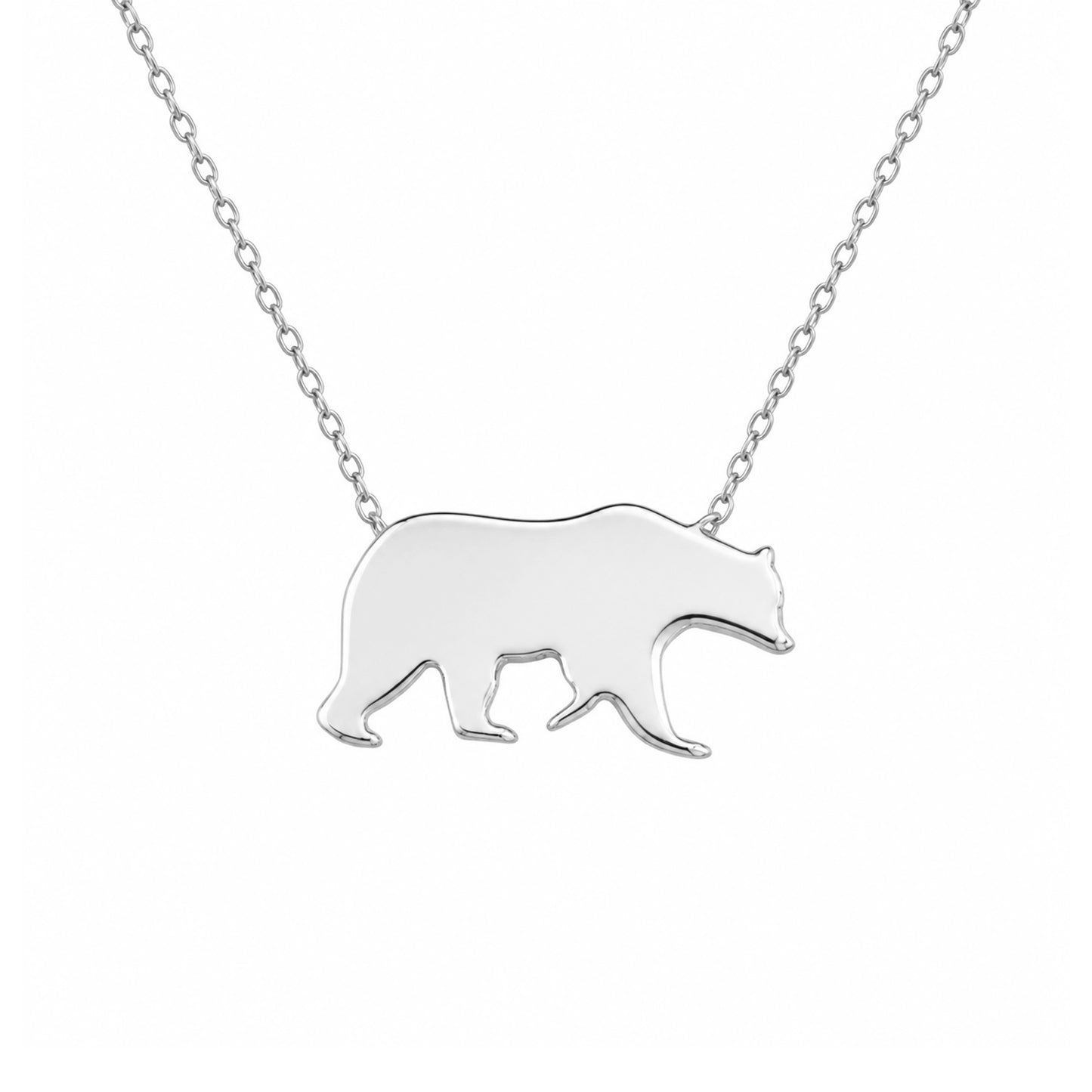 14K Gold Bruin Bear Charm Necklace (Engravable)