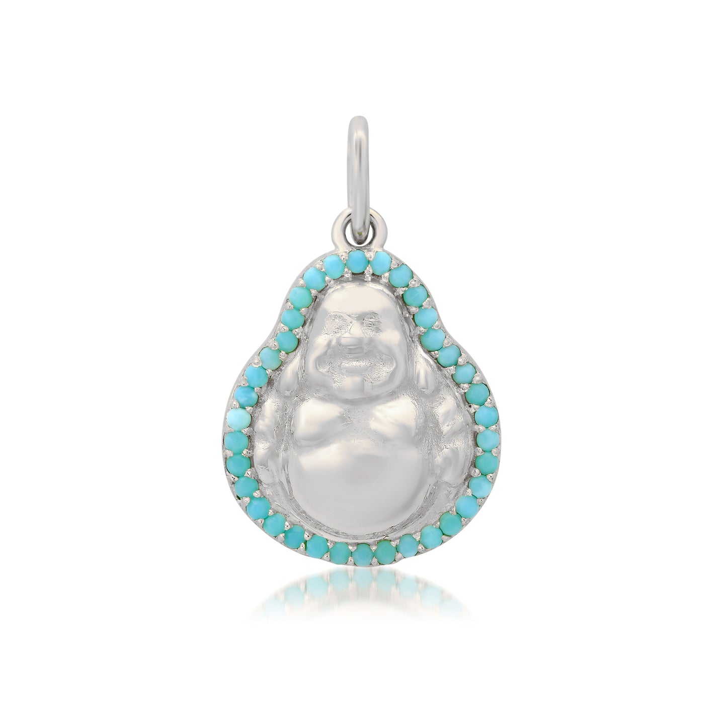 14K Gold Turquoise Halo Buddha Charm Pendant