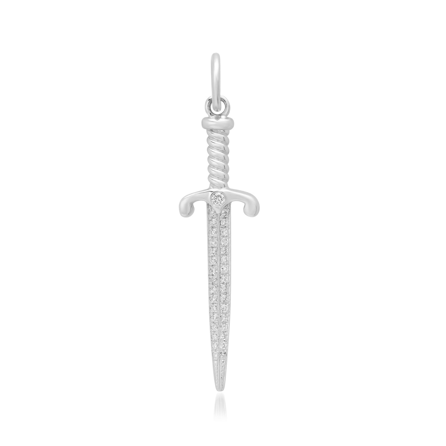 14K Gold Pavé Diamond Dagger Sword Pendant