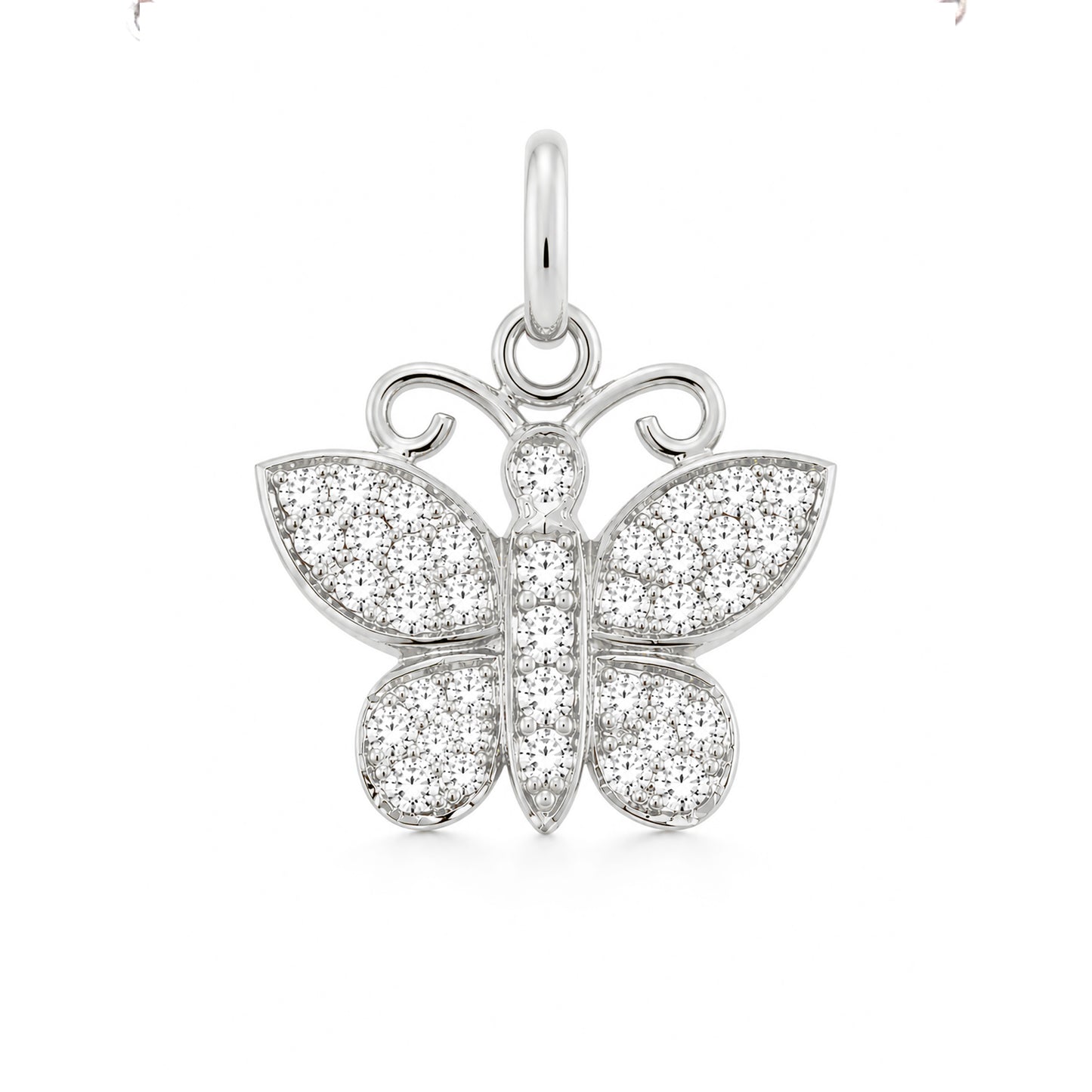 14K Gold Pavé Diamond Butterfly Charm Pendant