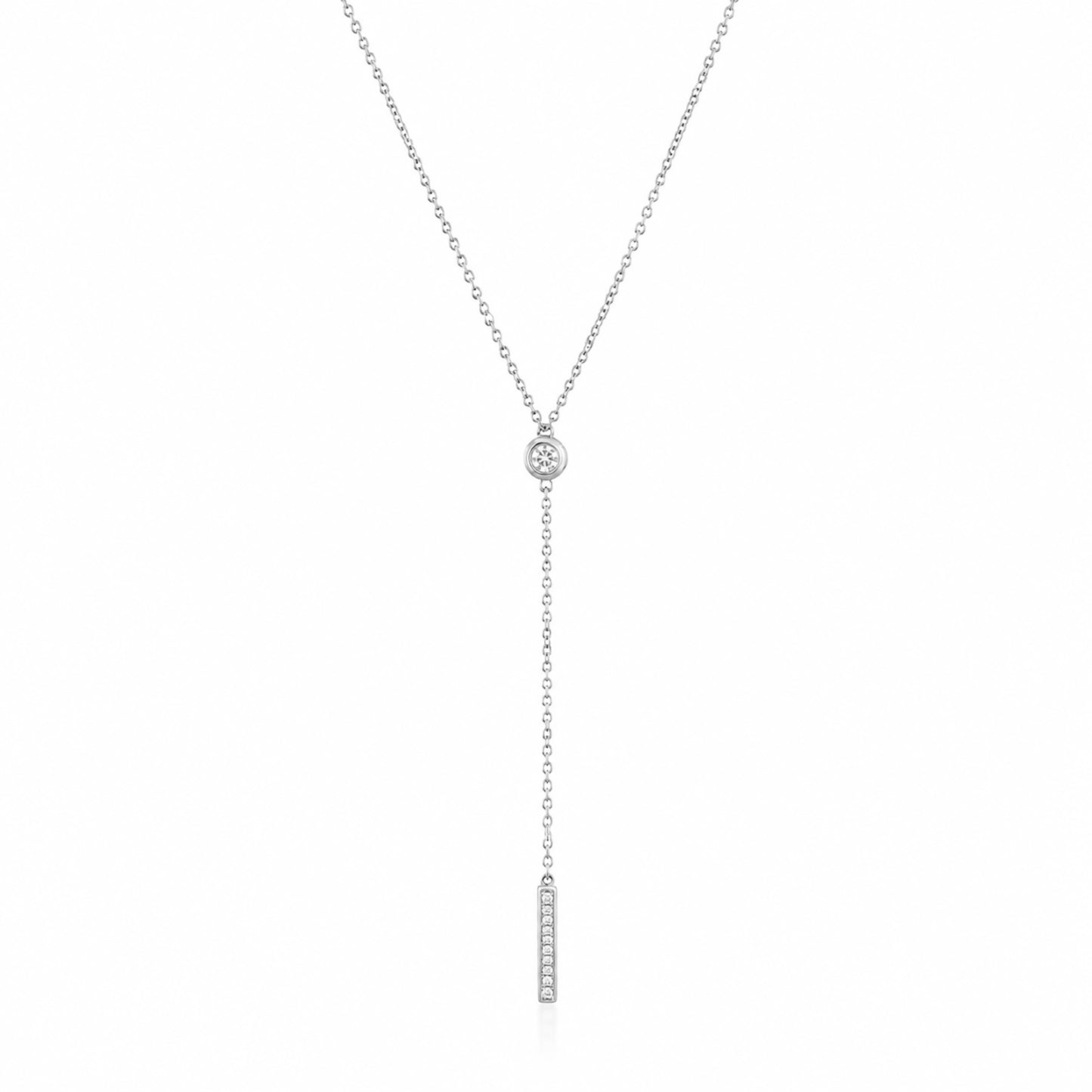 14K Gold Pavé Diamond Lariat Drop Necklace
