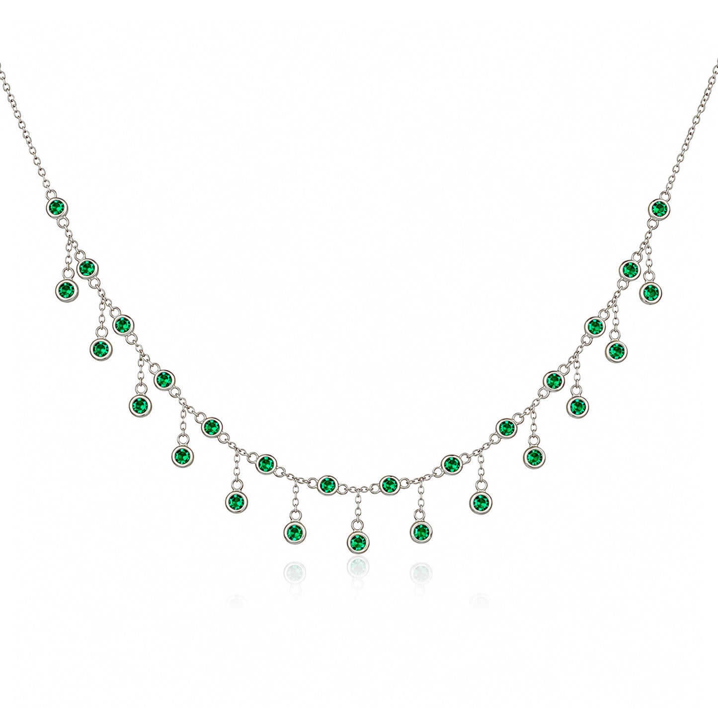 14K Gold Emerald Fringe Necklace