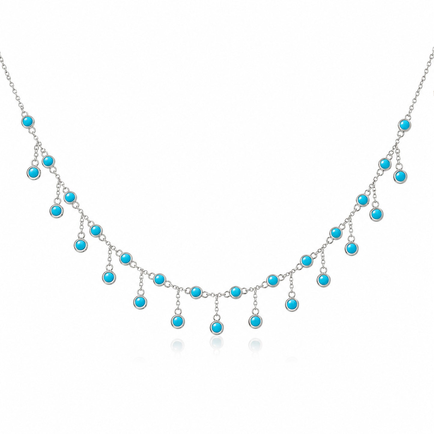 14K Gold Turquoise Fringe Necklace