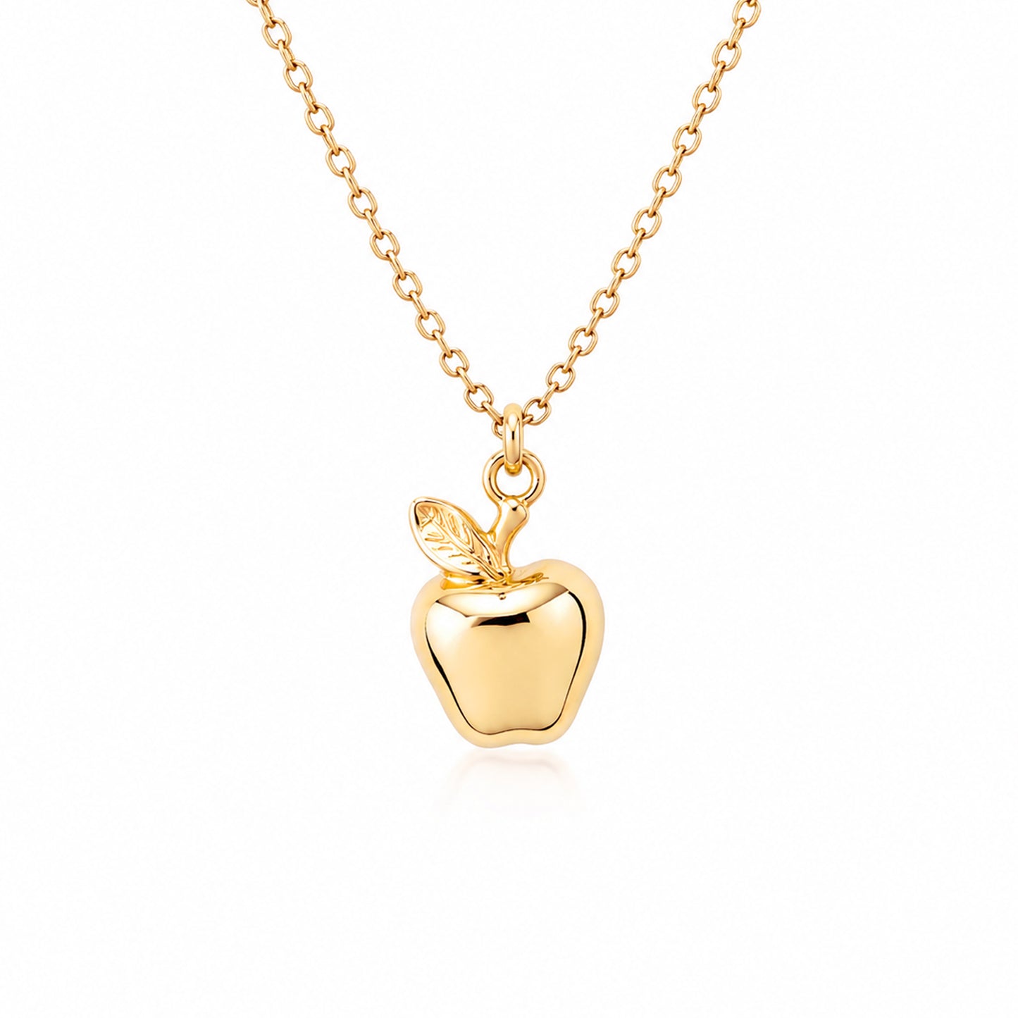 14K Golden Apple Pendant Necklace