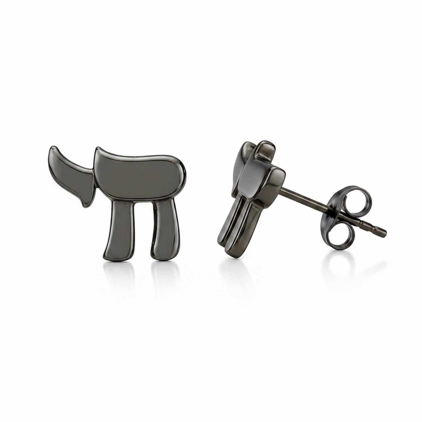 14K Gold Hebrew Chai Stud Earrings