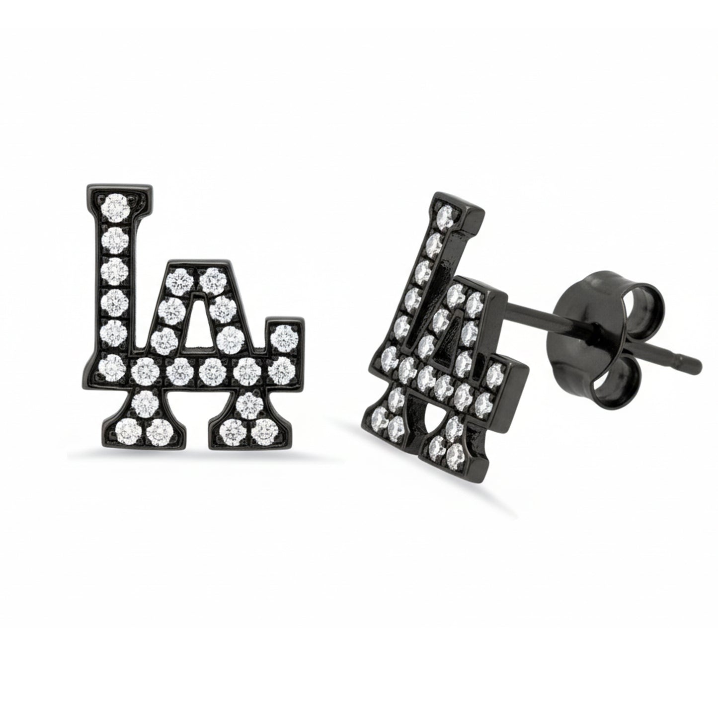 14K Gold Diamond "LA" Initials Stud Earring