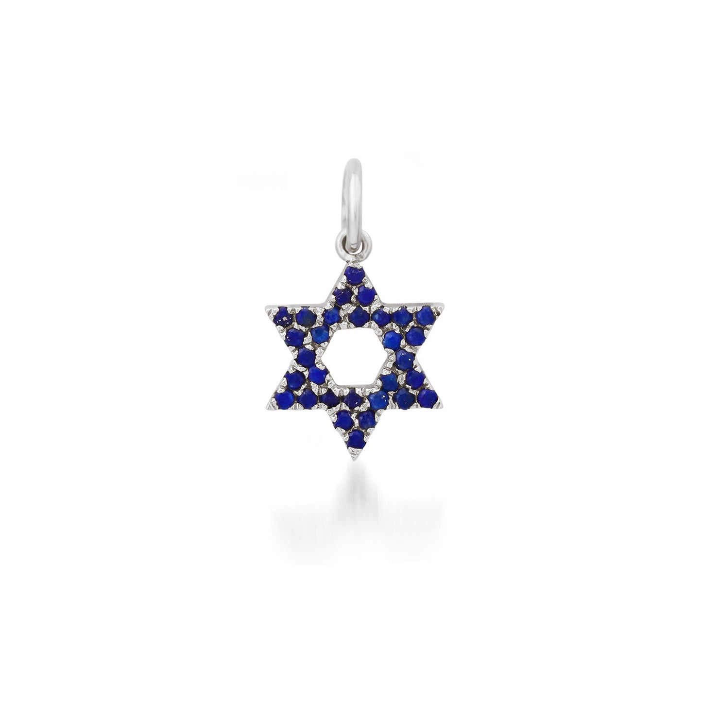 14K Gold Lapis Lazuli Star of David Charm Pendant, XS Size