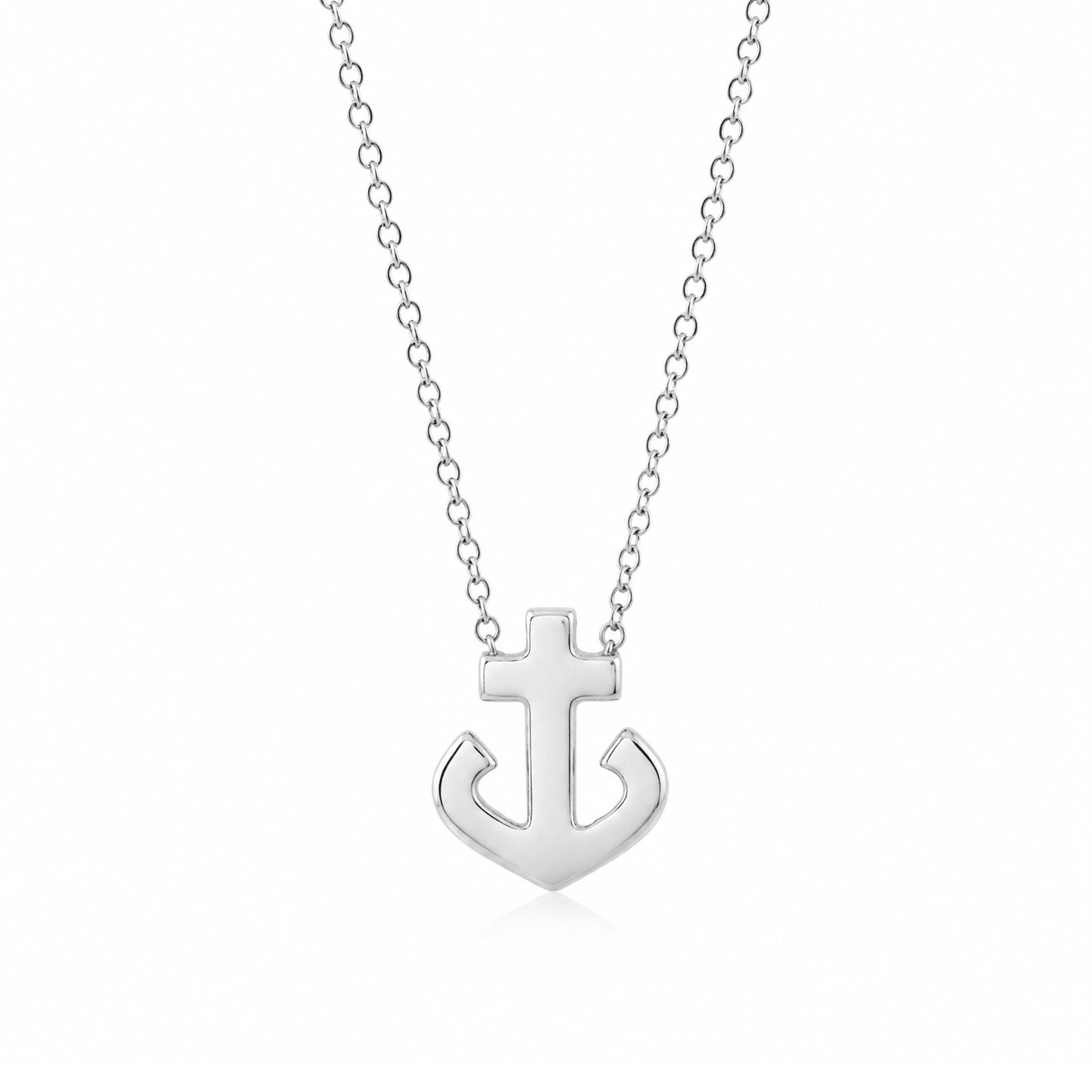 14K Gold Anchor Necklace, Large Size
