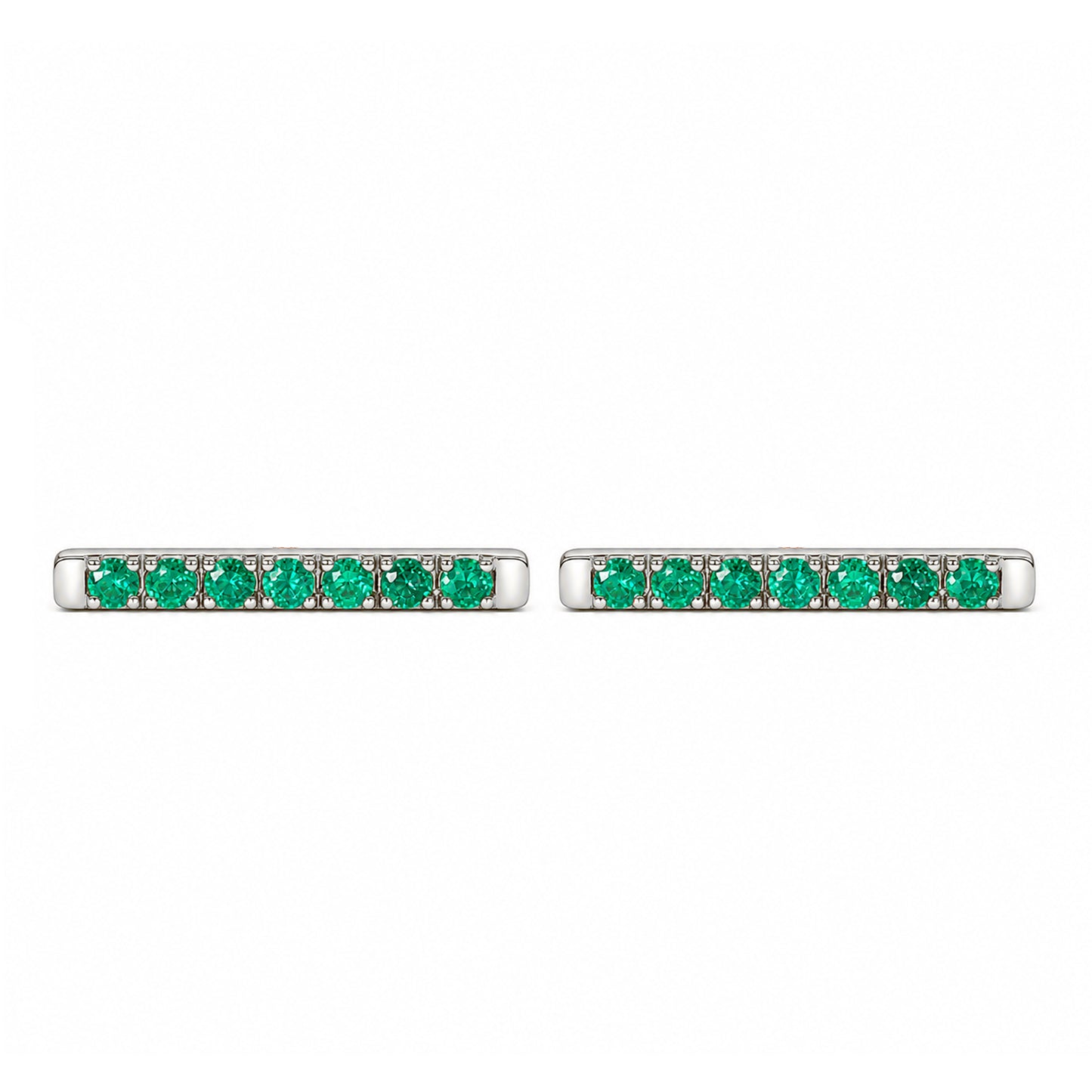14K Gold Large Pavé Emerald Bar Stud Earrings