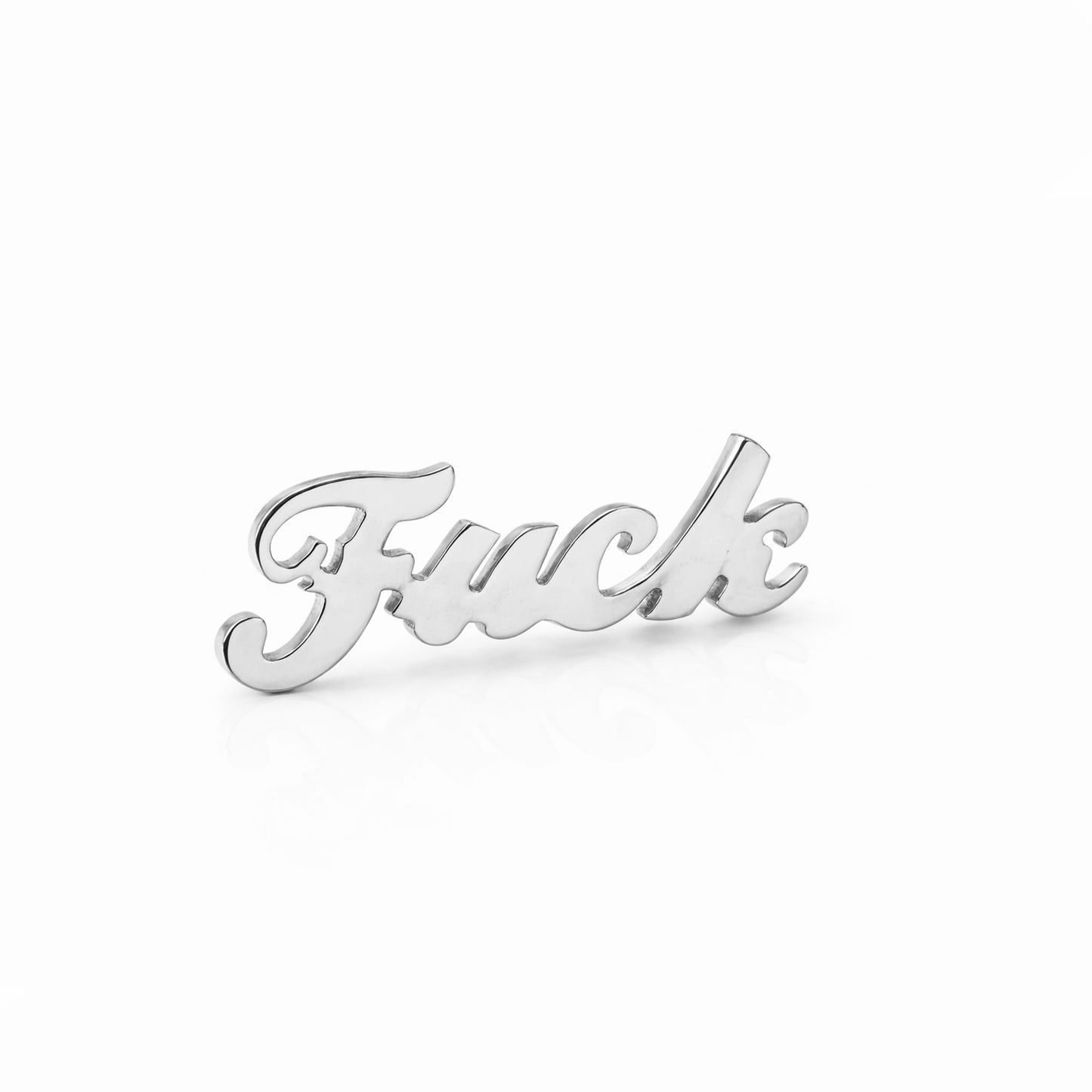 14K Gold 'Fuck' Stud Earrings, Script Font