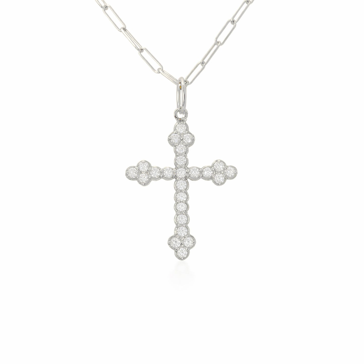 14K Gold Diamond Gothic Trinity Cross Necklace ~ Small Size
