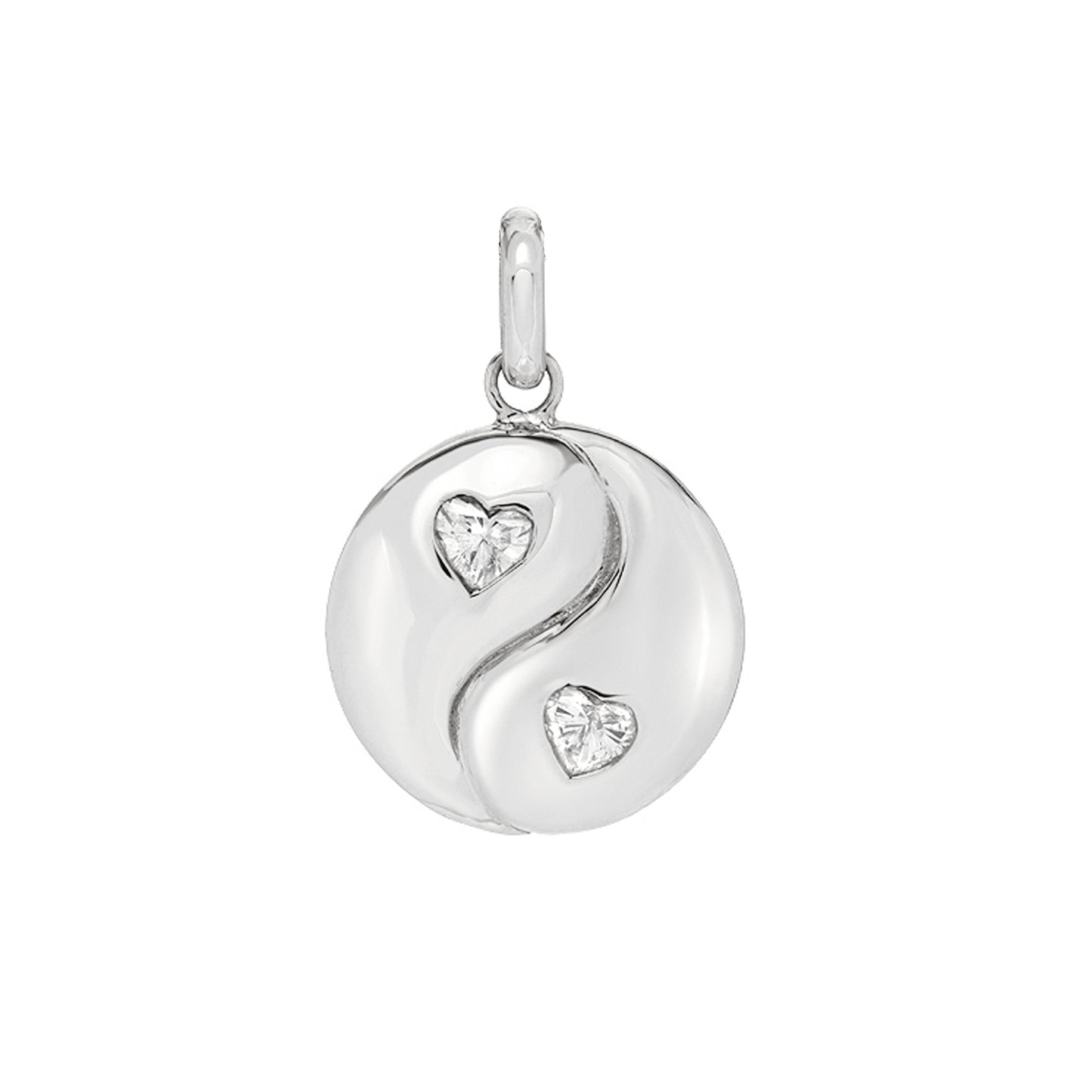 14K Gold Diamond Heart Yin Yang Charm Pendant ~ Small Size