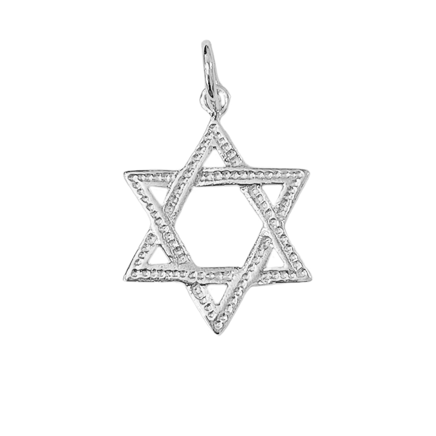 14K Gold Interwoven Star of David Charm Pendant, Medium Size