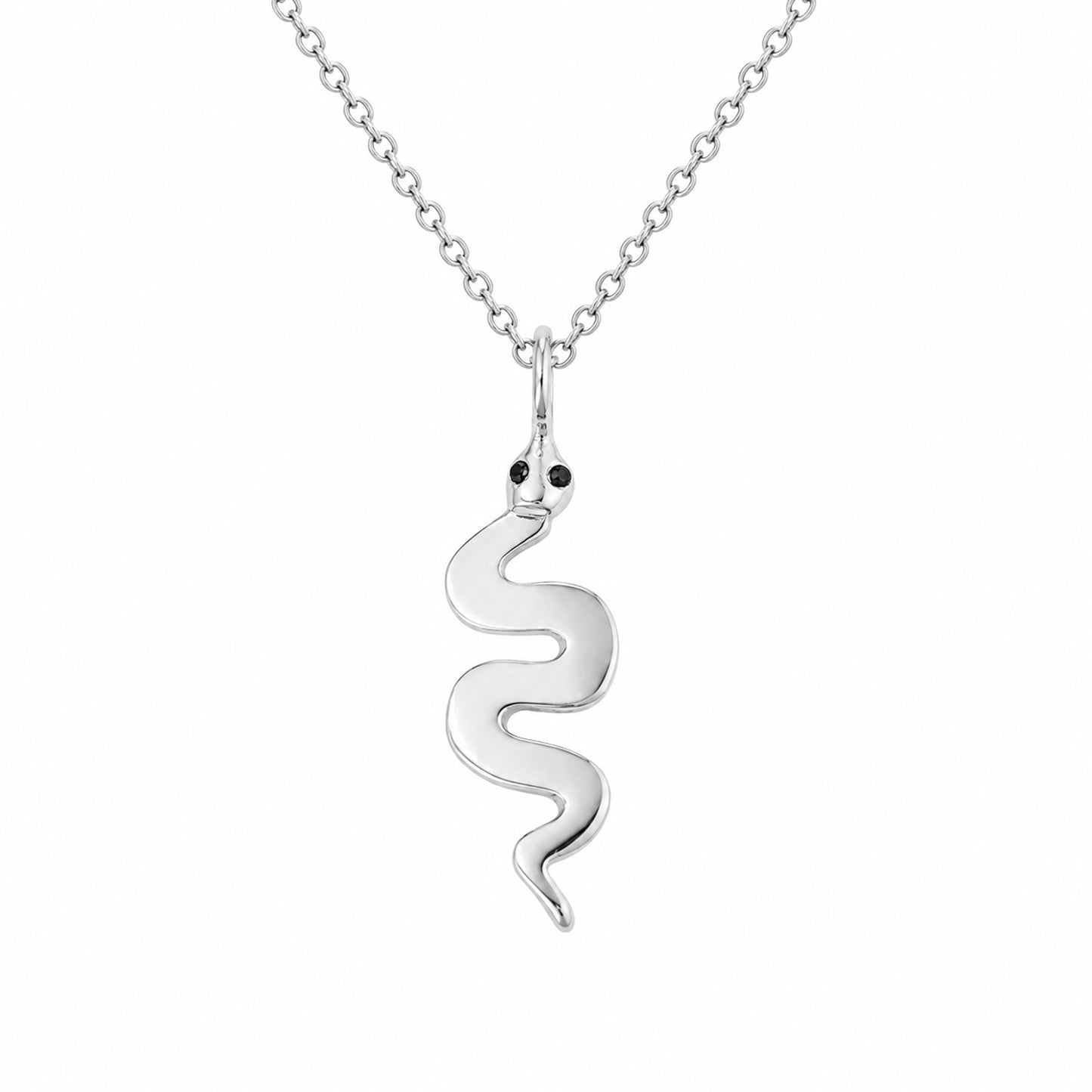 14K Gold Swivel Snake with Black Diamond Eyes Necklace