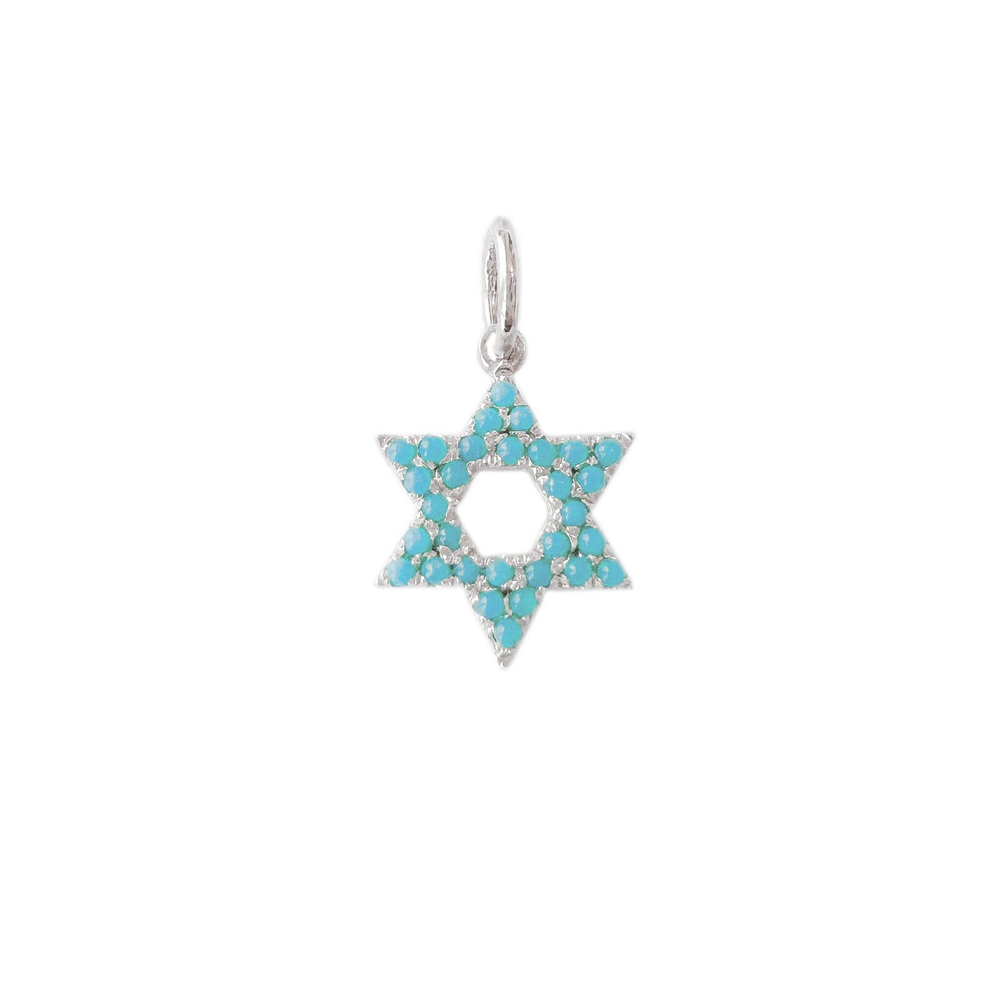 14K Gold Turquoise Star of David Charm Pendant, XS Size