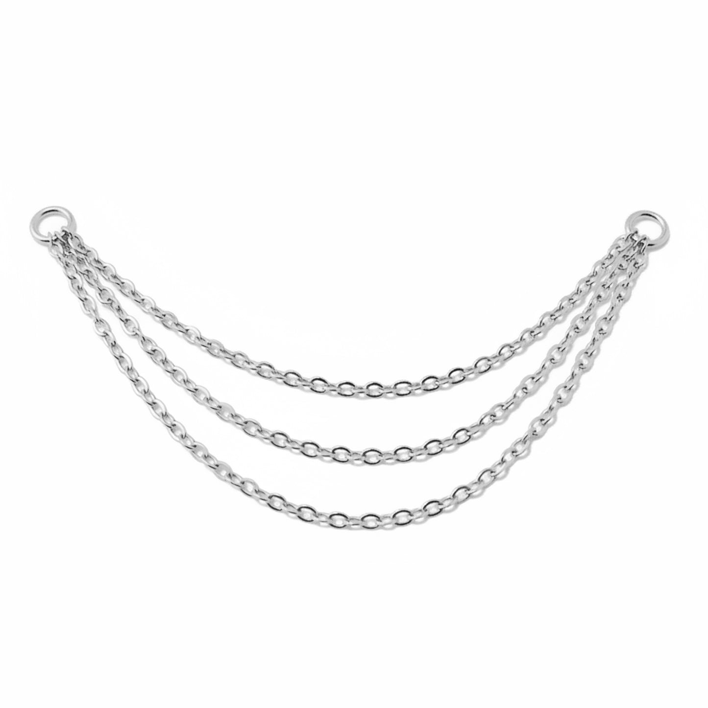 14K Gold Dangle Triple Cable Chain Earring Jacket
