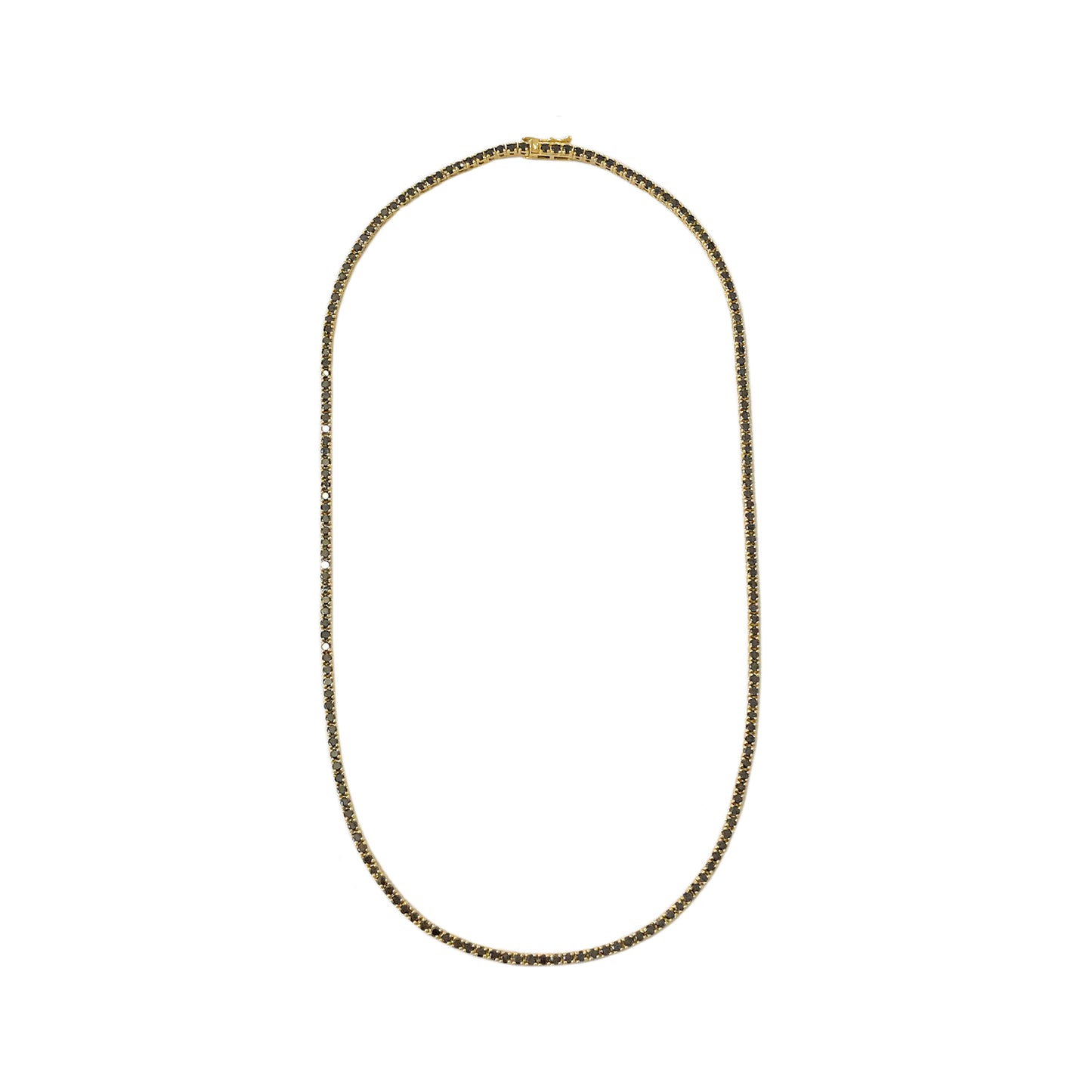 14K Gold Black Diamond Tennis Necklace