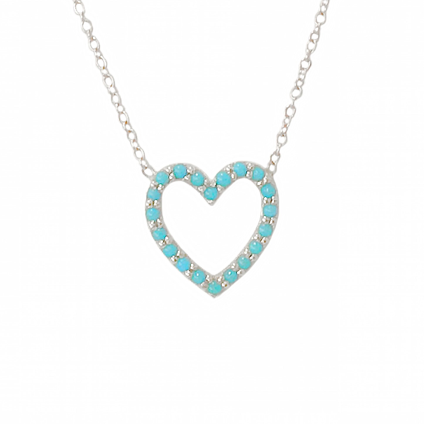 14K Gold Turquoise Heart Shape Frame Necklace, Small Size