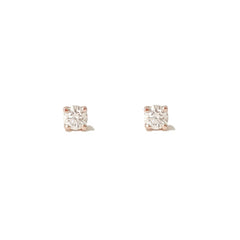 14K Gold 1mm Solitaire Diamond 4 Prong Stud Earrings