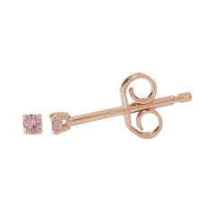 14K Gold 1mm Solitaire Pink Sapphire 4 Prong Stud Earrings