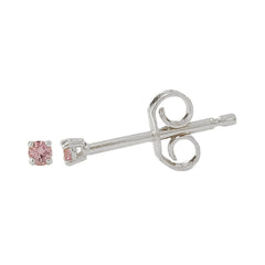 14K Gold 1mm Solitaire Pink Sapphire 4 Prong Stud Earrings