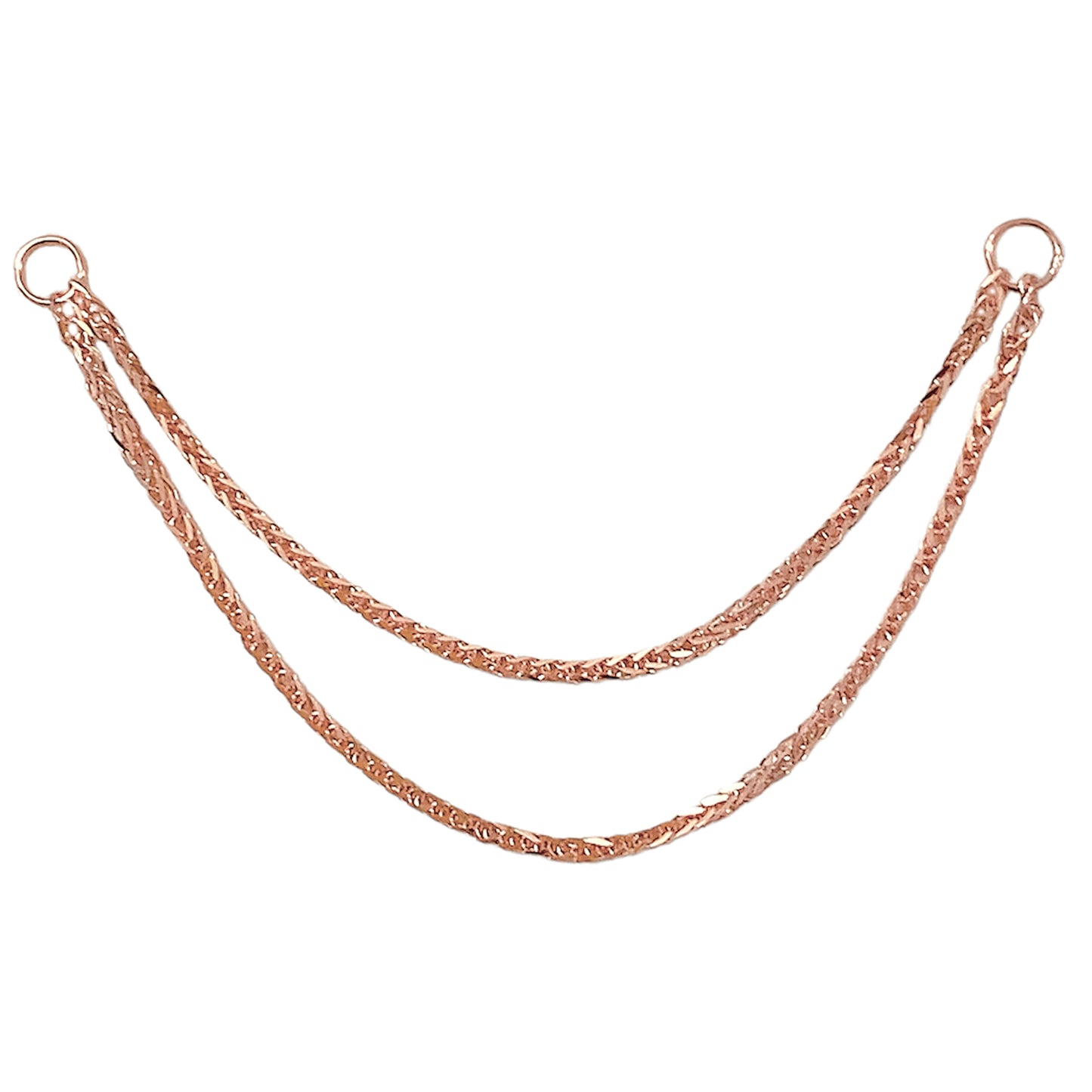 14K Gold Dangle Double Wheat Chain Earring Jacket