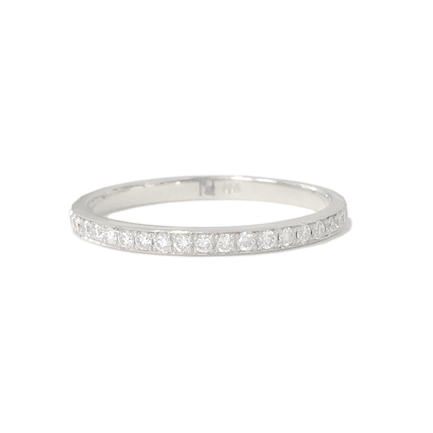 14K Gold Pavé Diamond Full Eternity Band, Comfort Fit