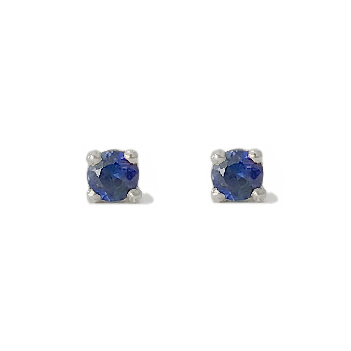 14K Gold 2mm Solitaire Sapphire 4 Prong Stud Earrings