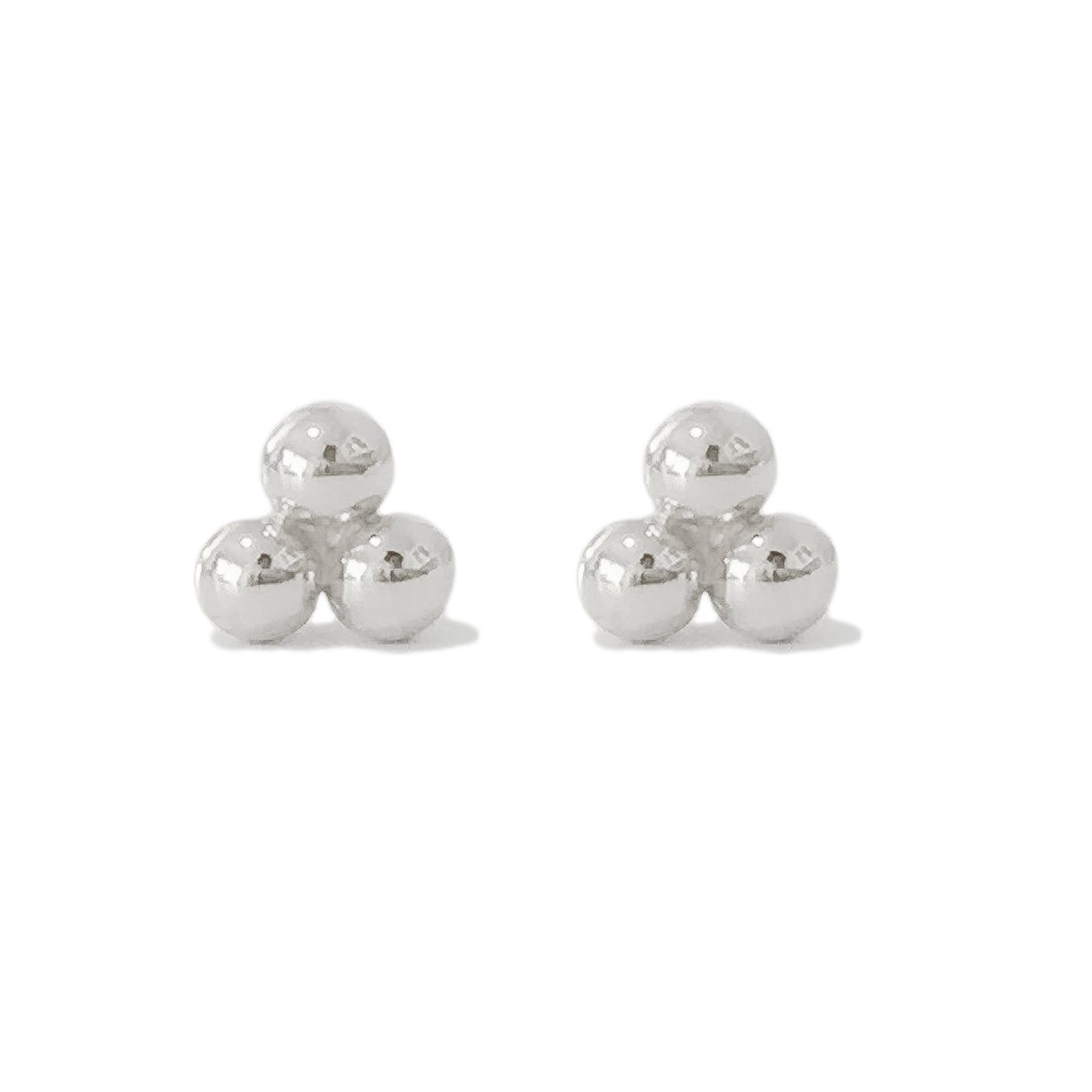 14K Gold Trinity Ball Cluster Stud Earrings