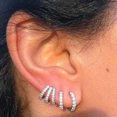 14K Gold Diamond Thick Huggie Hoop Earrings (11mm x 6mm) ~ In Stock!
