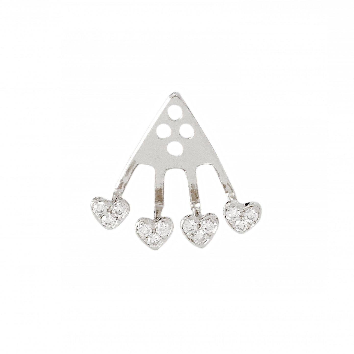 14K Gold Pavé Diamond 4 Heart Earring Jacket