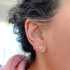 14K Gold Pavé Diamond Small Size (9mm) Huggie Hoop Earrings ~ In Stock!