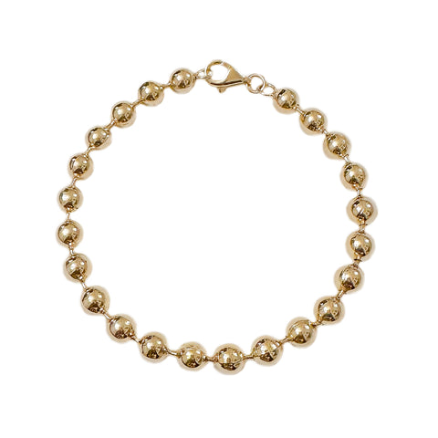 14K Gold Ball Chain Link Bracelet, 6mm Size Links