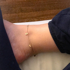 14K Gold Triple Sweetheart Ankle Bracelet (Anklet)