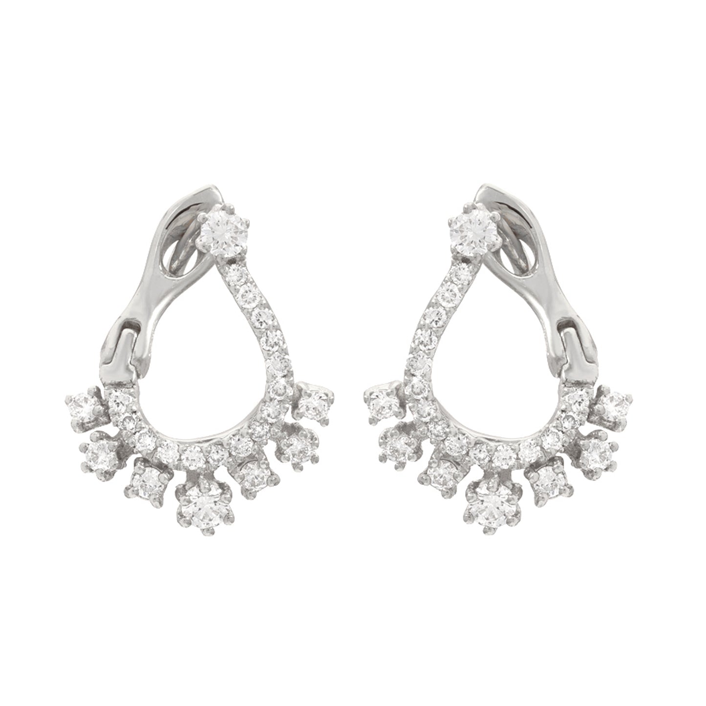 14K Gold Pavé Diamond Front to Back Illusion Huggie Hoop Earrings