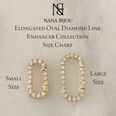14K Gold Diamond Elongated Oval Charm Enhancer, Small Size ~ In Stock!