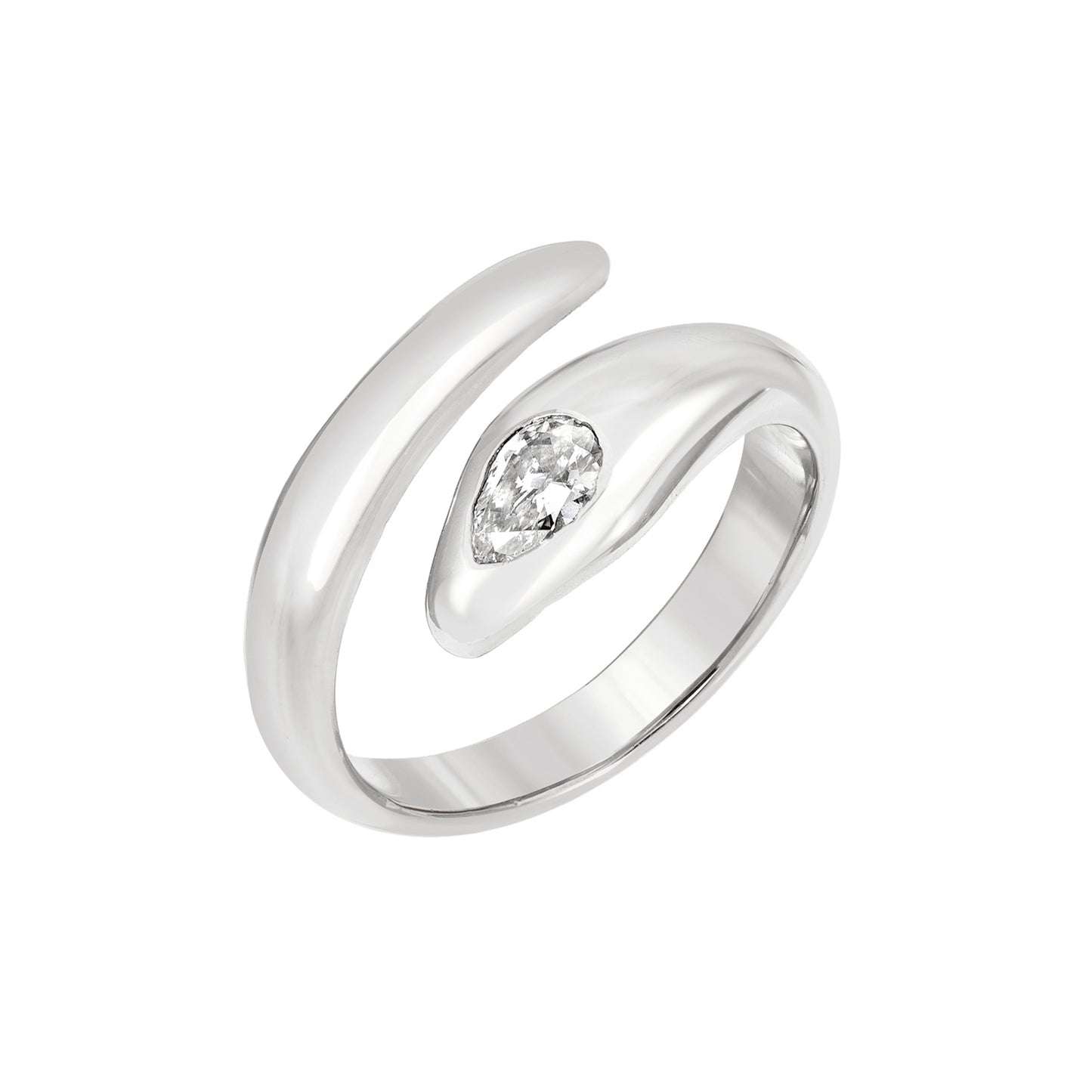 14K Gold Diamond Cobra Snake Wrap Bypass Ring