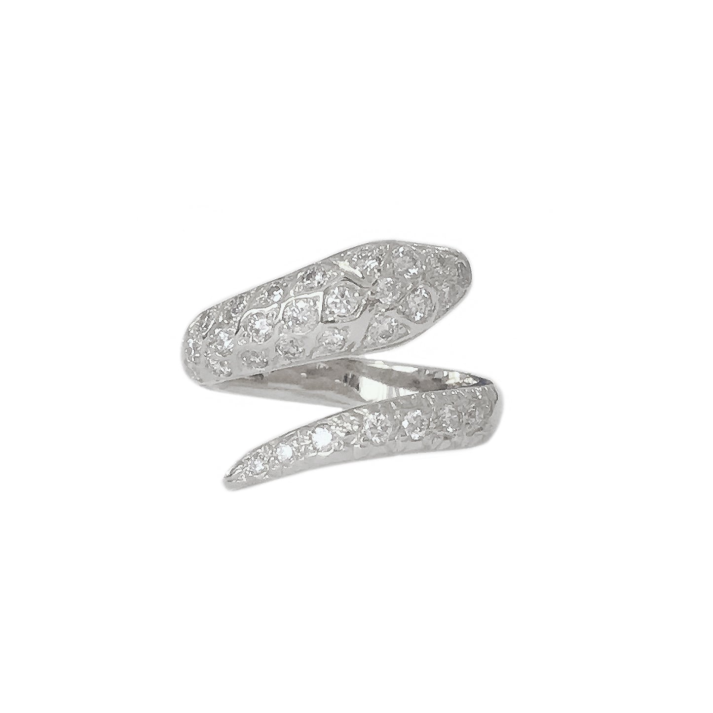 14K Gold Diamond Snake Wrap Bypass Ring