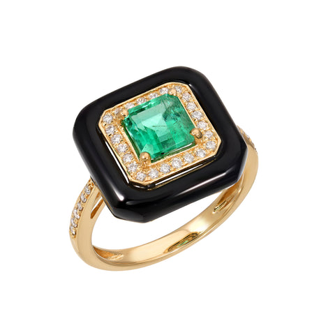 Emerald ring with onyx and diamonds crowned by an African emerald, Louis  Vuitton