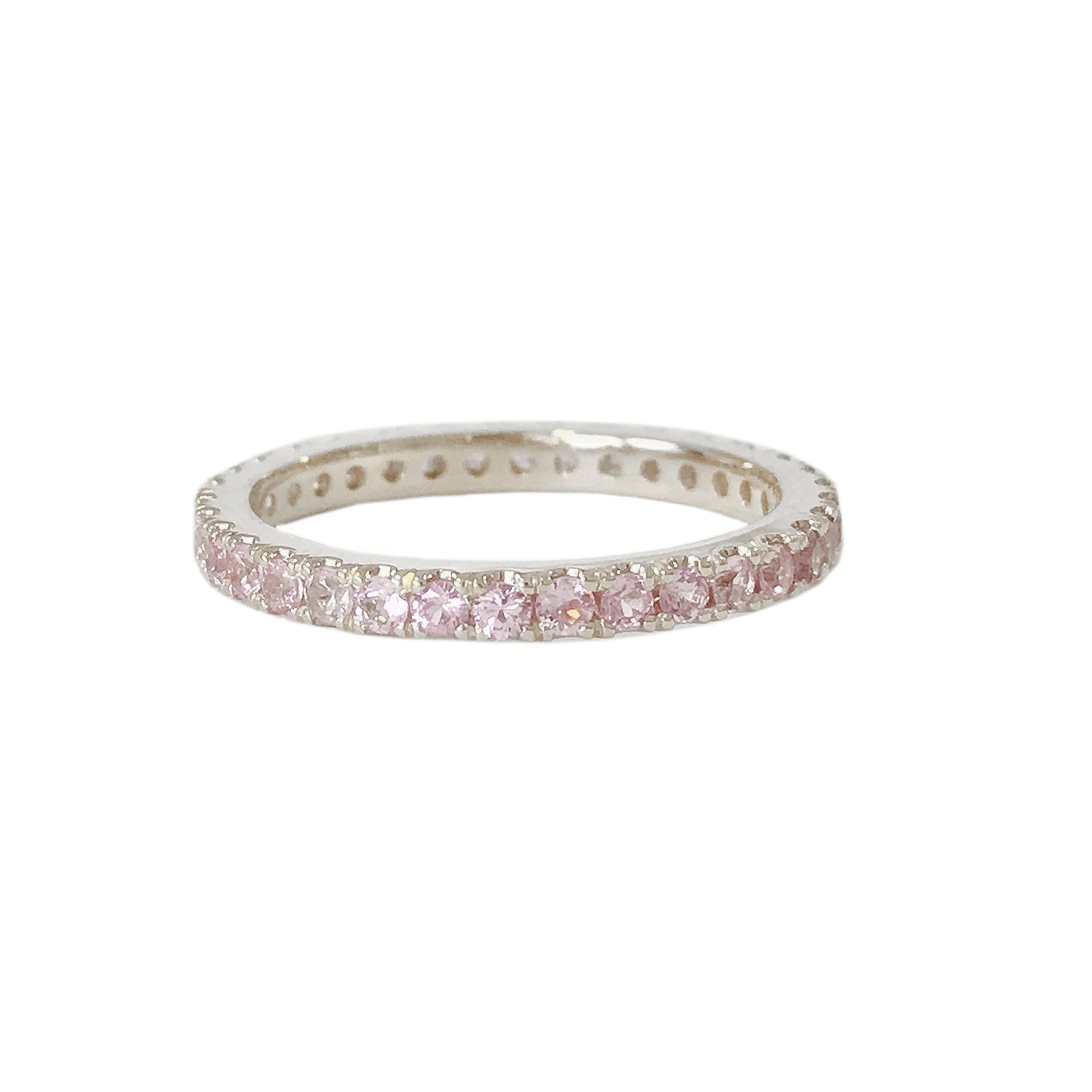 14K Gold Pavé Powder Pink Sapphire Full Eternity Band
