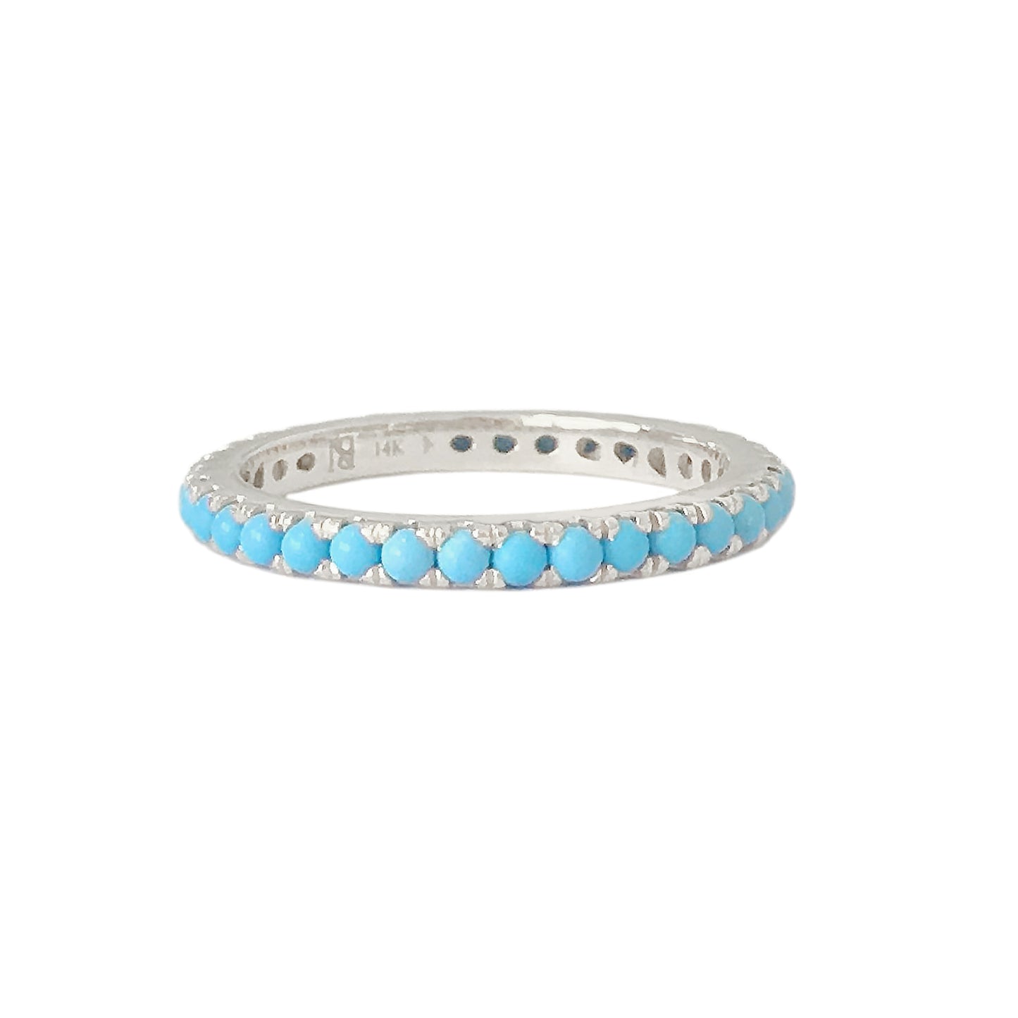 14K Gold Pavé Turquoise Gemstone Full Eternity Band