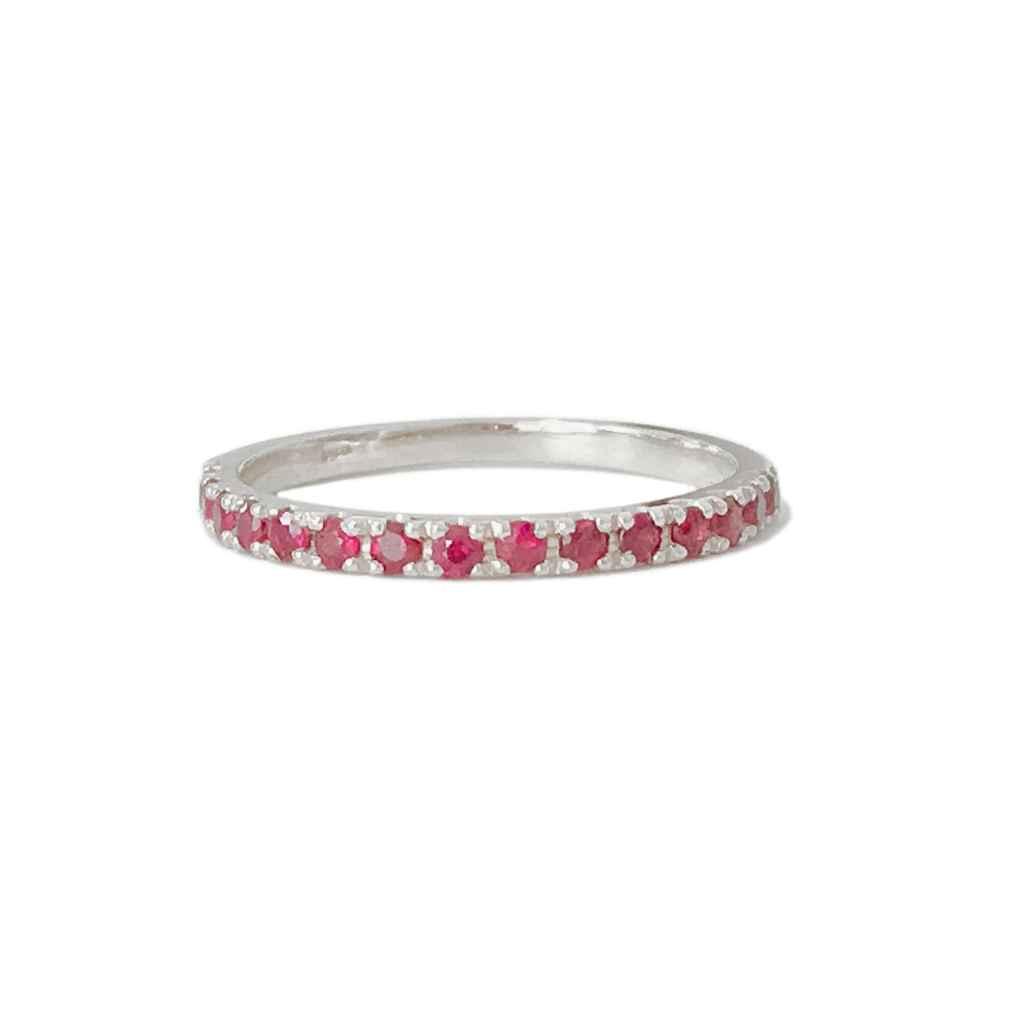 14K Gold Pavé Ruby Gemstone Half Eternity Band